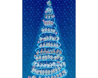 Panel de pancarta de la colección 12 días de Navidad de Sue Ellen Brown para Studio E - 6294P-77 Cian - Panel de 24"