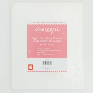 Light Tear-Away Embroidery Stabilizer by Kimberbell Designs - KDST102 - 10&quot; x 12&quot; - 40 Sheets