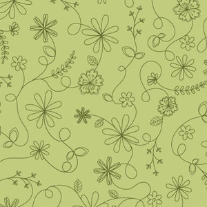 Floral Swirl Basics Fabric - Kimberbell Designs for Maywood Studios - MAS8261-G Green - 1/2 yard