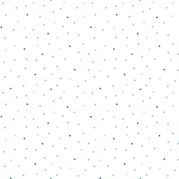 Vintage Flora Tiny Dots by Maywood Studio for Kimberbell Designs - MAS8210-WBZ White/Blue/Multi - 1/2 yard