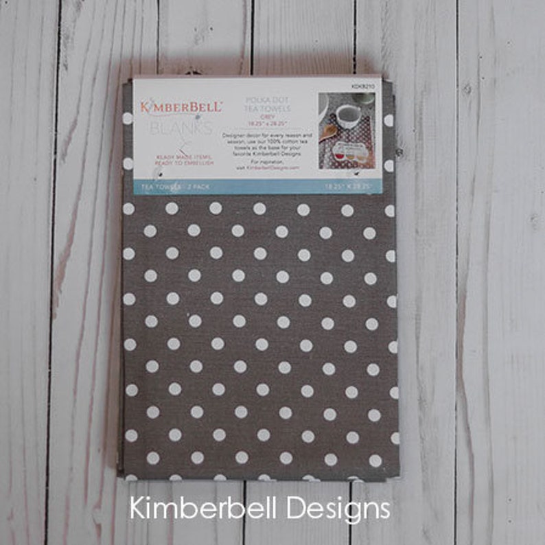 Polka Dot Tea Towels by Kimberbell Designs 2 pack Gray Etsy