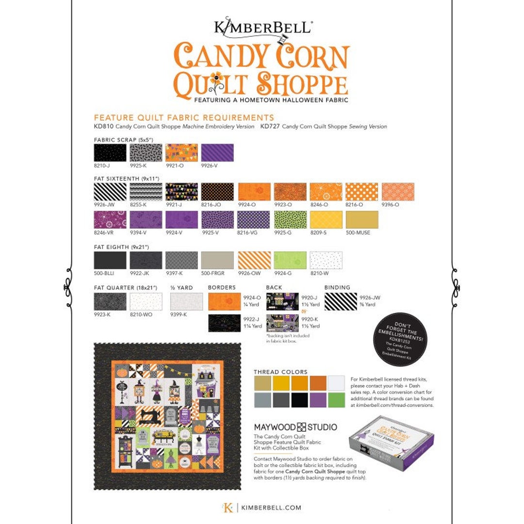Candy Corn Quilt Shoppe Fabric Kit Only by Kimberbell Designs Etsy