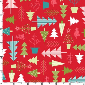 Tree Farm - Cup of Cheer por Kimberbell Designs para Maywood Studio - 10204-R Vermelho - 1/2 jarda