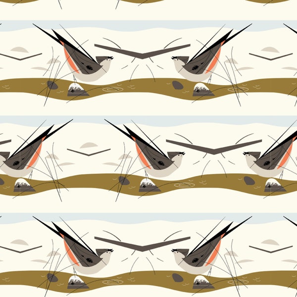 Tufted Titmouse Snow from Holiday Best Volume 1 Collection by Charley Harper for Birch Fabrics - Poplin - BIFCH-249 - 1/2 yard