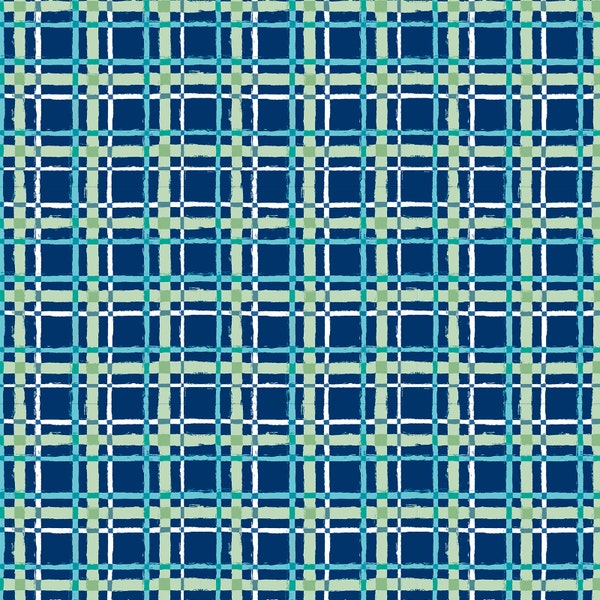 Plaid from Forest Friends Collection by Audrey Jeanne Roberts for 3 Wishes Fabric - 18678-NVY-CTN-D - 1/2 yard