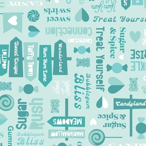Sweet Streets - Collezione Sweet Shoppe di Kimberbell Designs per Maywood Studios - MAS11023-B Blu - venduto a mezzo metro