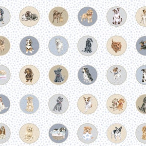 Dogs 3.75&quot; Running Circles - Whiskers and Paws by Hannah Dale for Maywood Studio - MAS10413-Z Multi - 1/2 yard