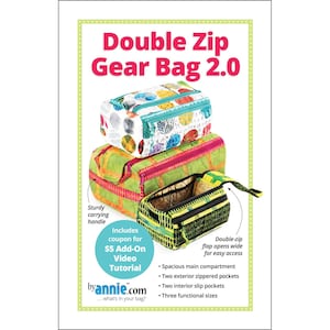 May include: A colourful double zip gear bag with a sturdy carrying handle. The bag has a spacious main compartment, two exterior zipped pockets, two interior slip pockets, and a double-zip flap that opens wide for easy access. The bag is available in three functional sizes. Includes a coupon for a £5 add-on video tutorial. byannie.com ... what's in your bag?