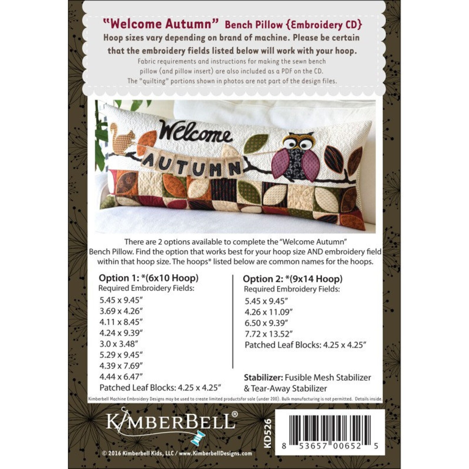 Autumn Bench Pillow by Kimberbell Designs Machine Etsy