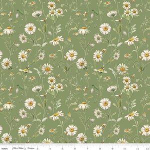 Love Me More by Lisa Audit for Riley Blake Designs - Daisies C15633 Green - 1/2 yard
