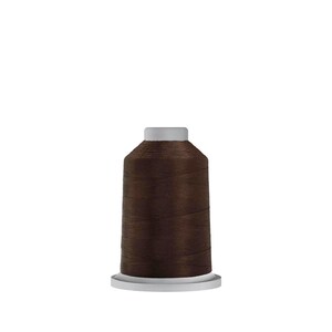 May include: A spool of dark brown sewing thread wound tightly around a cylindrical core. The thread features a smooth, consistent texture and a deep, rich brown color, with a light gray plastic cap at the top and a matching base.