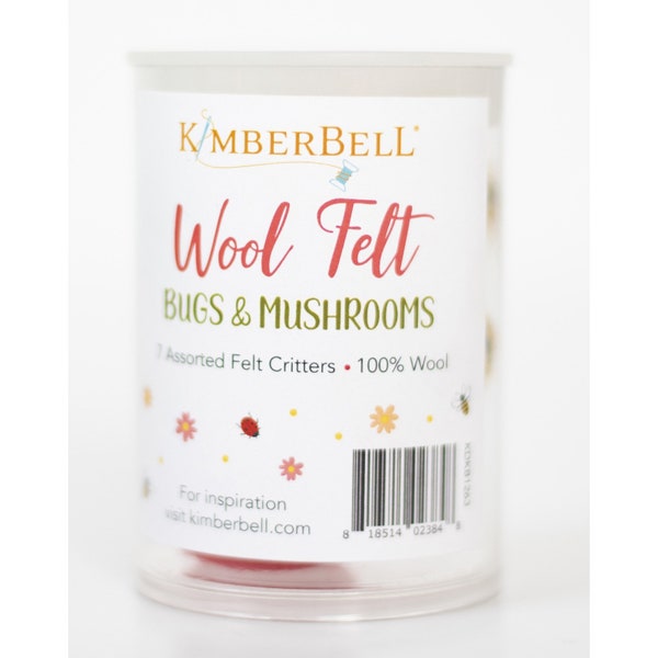 Bugs and Mushrooms Wool Felt by Kimberbell Designs - KDKB1263 - 7 assorted felt critters