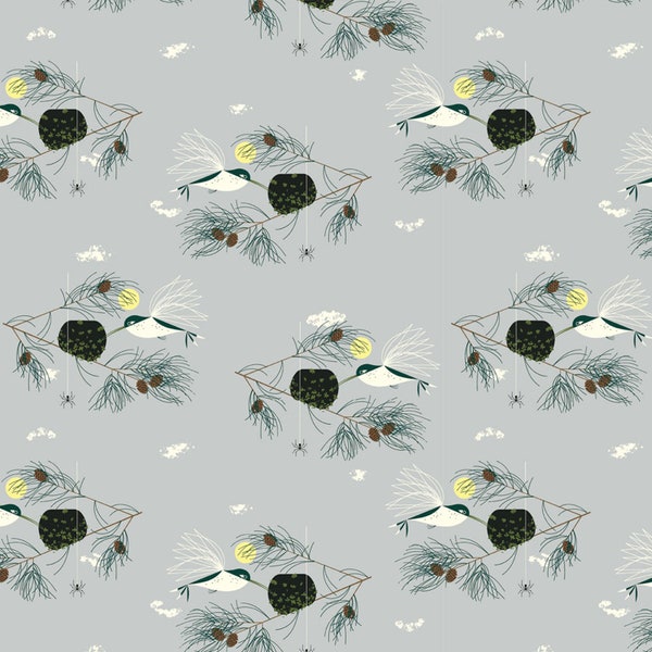 Ruby-Throated Hummingbird from Holiday Best Volume 1 Collection by Charley Harper for Birch Fabrics - Poplin - BIFCH-59 - 1/2 yard