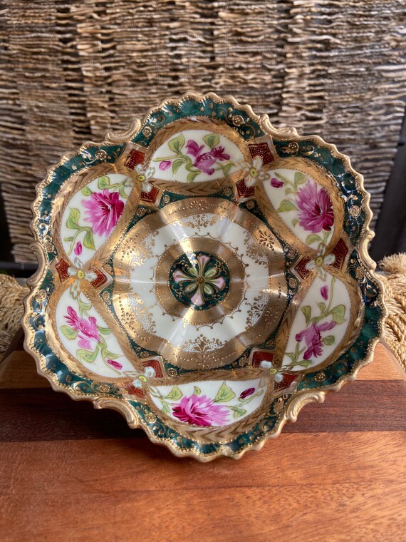 Ornate Nippon Royal Kinran Vintage Footed Decorative Bowl. Etsy