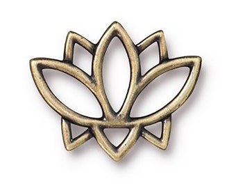 TierraCast Lotus Leaf link, 10 pack. Brass Plated Pewter.