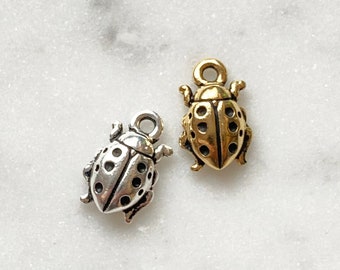 5 pieces, Ladybug Charm, TierraCast