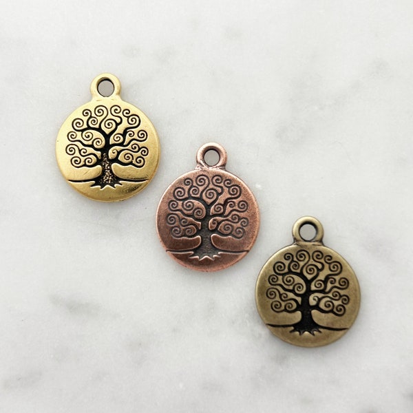 2 pieces, Tree of Life Charm, TierraCast, 3 colours