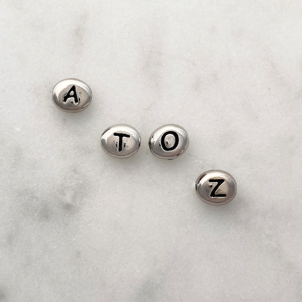 Alphabet Beads, White Bronze Plated, Tierra Cast