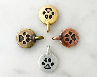 2 pieces, Pawprint Charm, TierraCast