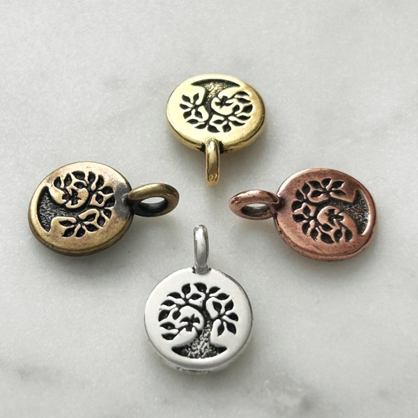 2 pieces, Tree Charm, TierraCast, 4 colours