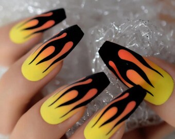 Flame Nails Etsy flame nails etsy