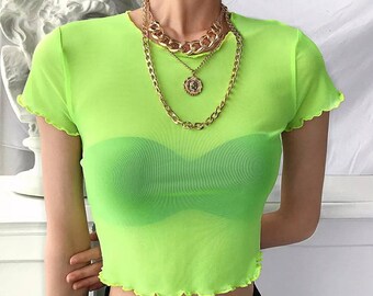 green mesh crop top