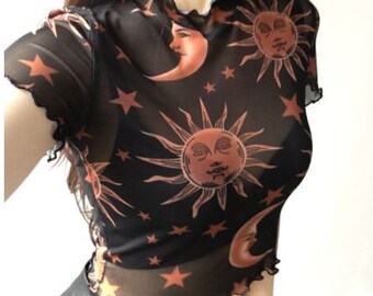white sheer top with stars