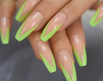 pic Coffin Lime Green Acrylic Nails neon green nails etsy