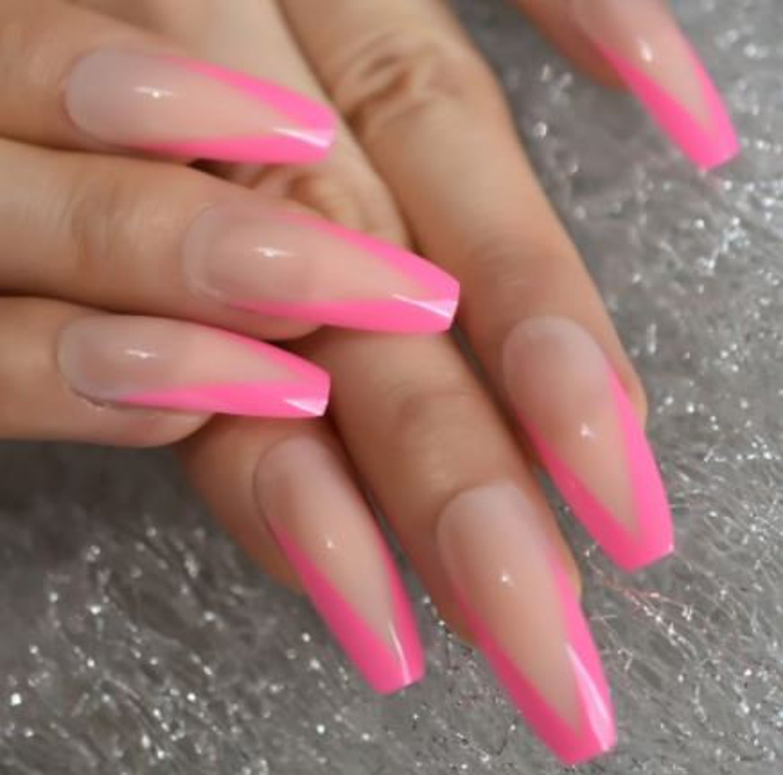 Extra lange 24 Acryl Sarg drücken auf Nägel KIT V Neon rosa | Etsy