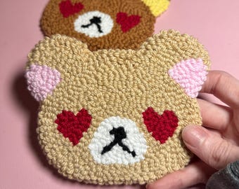 Handmade Teddy Bear Mug Rug: Valentine's Day Heart Coaster