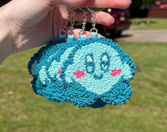 Kawaii Blue Anime Keychain: Punch Needle Plush Charm