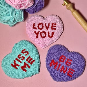Cute Valentine’s Day Candy Heart Mug Rug Coaster Kawaii Love Sweetheart Be Mine Gift Basket Ideas Coffee Lover New Home Housewarming Gift