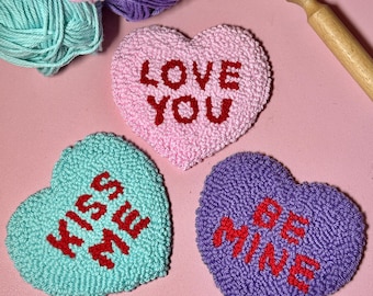 Handmade Valentine's Day Candy Heart Mug Rug: Kawaii Coffee Coaster