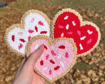 Handmade Heart Sugar Cookie Mug Rug: Valentine’s Day Kawaii Coffee Coaster