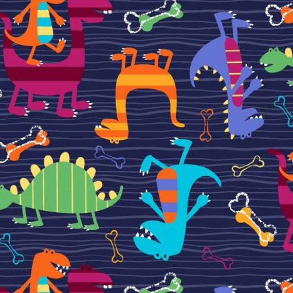 Colorful Dinosaurs on Navy Background Quilting Fabric Dino - Etsy Colorful Dinosaurs on Navy Background Quilting Fabric Dino - Etsy