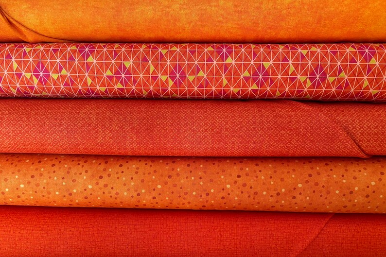 Orange fat quarter bundle five fabrics Etsy Nederland