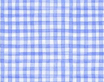 Blue and white gingham check, quilting fabric, In the Garden collection by Michael Miller