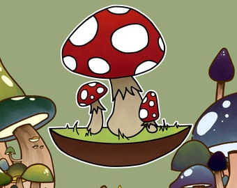 Cute/Creepy Mushroom Vinyl Stickers