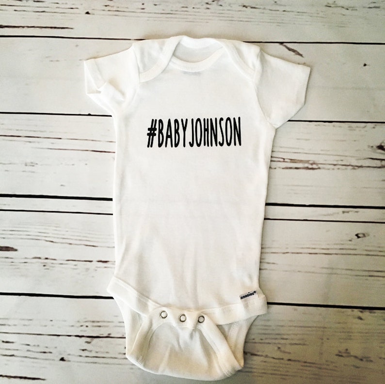 Last Name Baby Bodysuit Hashtag Baby Last Name Onesie Baby Etsy