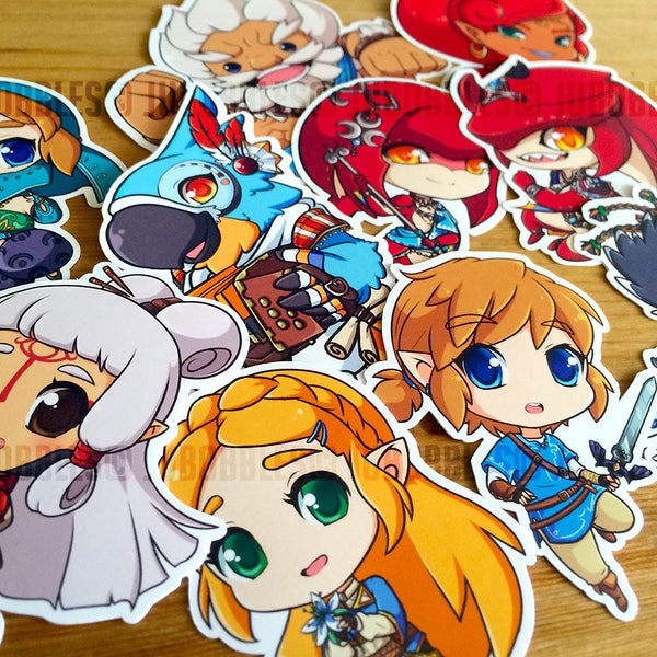 Breath of the Wild Stickers | Cute Kawaii Link Sidon Mipha Paya Gerudo Kass Revali Urbosa Decoration Gaming Anime