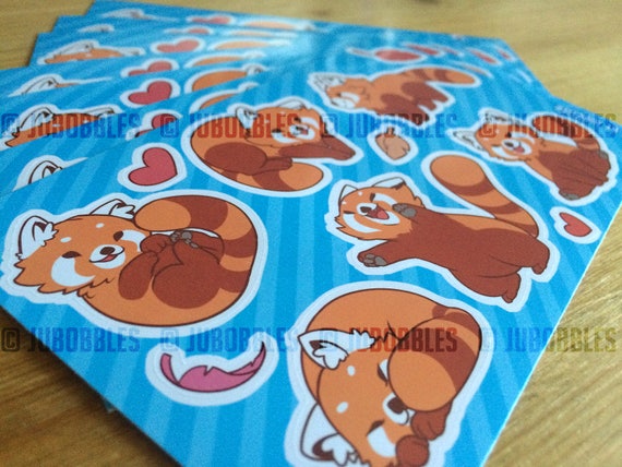 Red Panda Sticker Sheet original Cute Kawaii Autumn Fall | Etsy