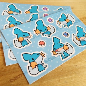 Hoja de pegatinas de Mudkip / Lindo iniciador de agua Kawaii Greatball Masterball Decoración Scrapbooking Regalo Anime Juegos