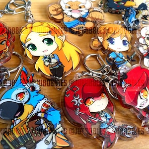 BotW acryl bedels | BOTW Link Sidon Mipha Revali Kass Gerudo Urbosa Leuke Kawaii Gaming Anime Sleutelhanger Cadeau