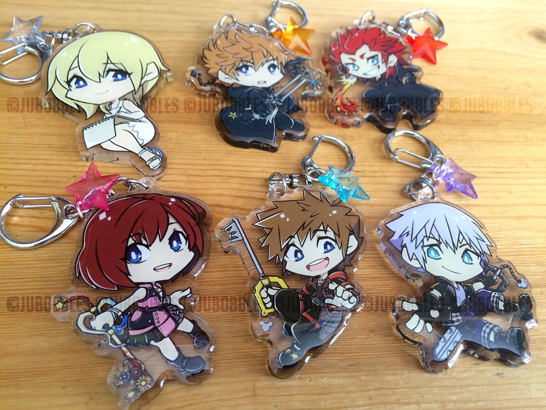Kingdom Hearts Acrylic Charms Cute Kawaii Sora Riku Kairi Axel Lea Roxas Namine Gift Keychain Keyblade Anime Gaming Etsy