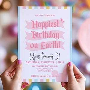 Vintage Disney Inspired Birthday Invitation | Editable Birthday Invite, Disneyland-Theme, Digital Download image 1