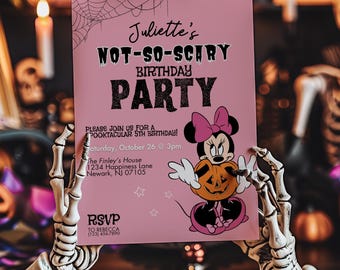 Editable Minnie Mouse Halloween Birthday Invitation (Digital Download)
