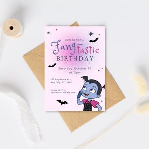 Vampirina Birthday Invitation | Disney-Inspired Invite, October Birthday, Purple Girl Birthday, Editable Digital Download Template