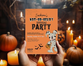 EDITABLE Mickey Mouse Halloween Birthday Invitation | Disney Birthday Invite, October Birthday, Boy Birthday, Digital Download