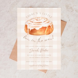 Bun In The Oven Baby Shower | Editable Invitation, Fall Baby Shower Invite, Gender Neutral Baby Shower, Cinnamon Roll, Coffee Theme