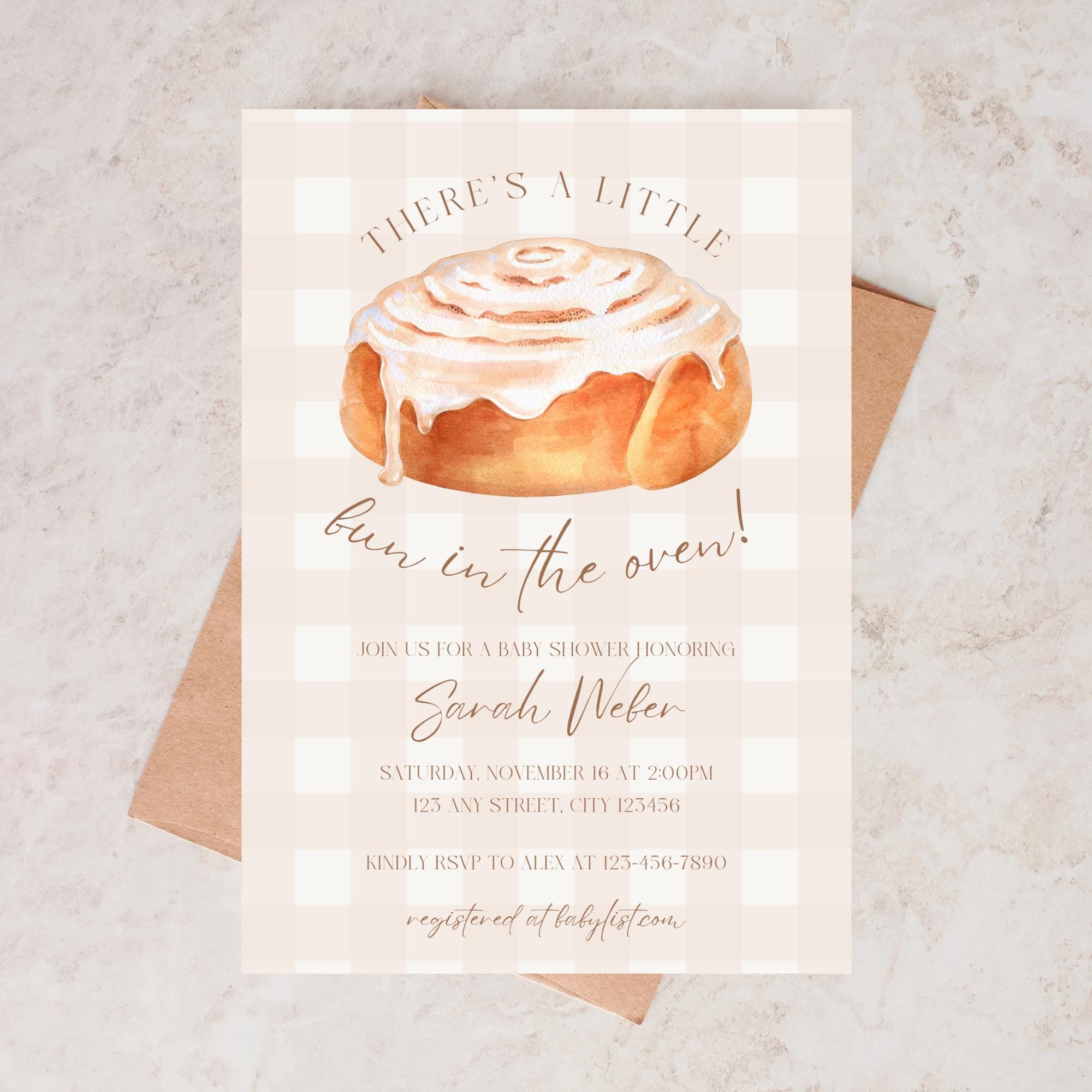 Bun In The Oven Baby Shower | Editable Invitation, Fall Baby Shower Invite, Gender Neutral Baby Shower, Cinnamon Roll, Coffee Theme